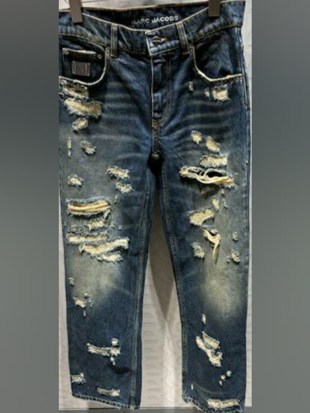 NWT Marc Jacobs Rip And Repair Straight Leg Distressed Denim Pants Size 26